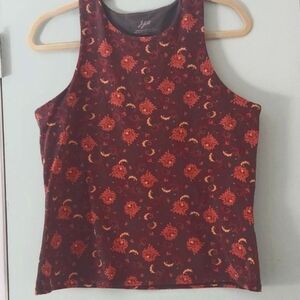 J Jill vintage Racer- Back Shelf Bra Tank Multicolor Floral  Sleeveless Top Sz L